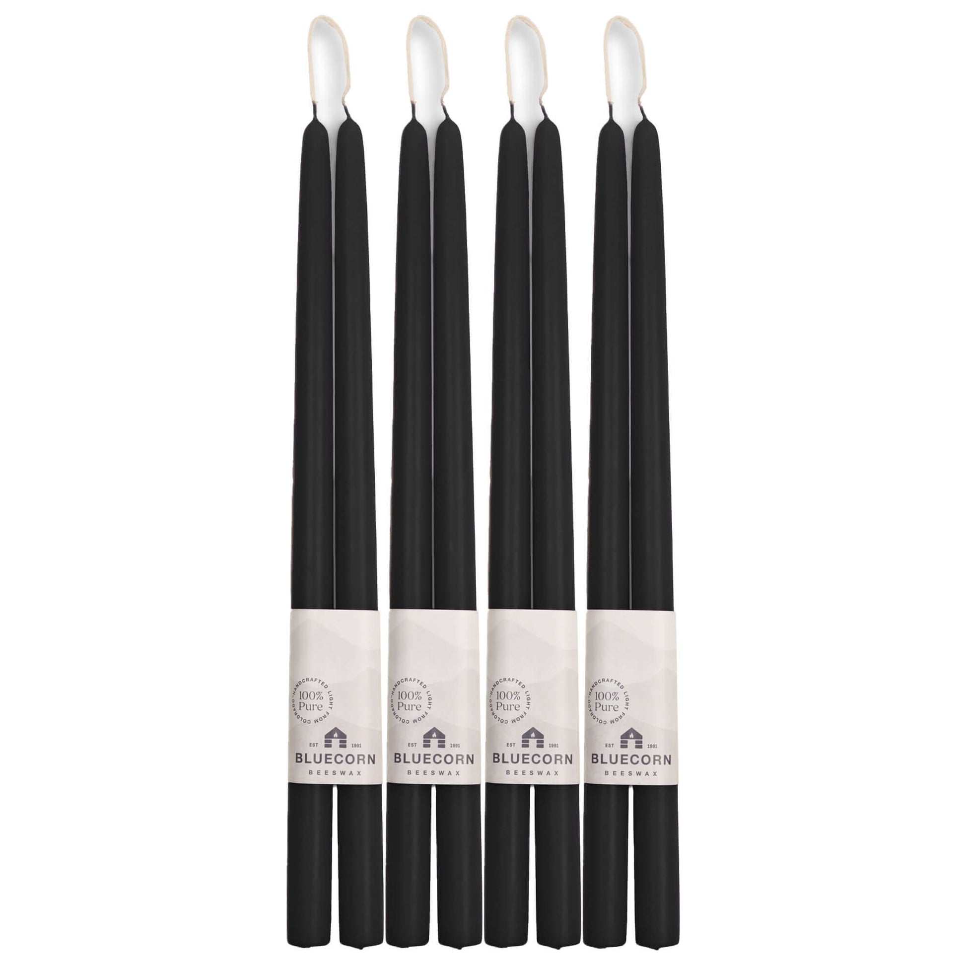 Set of 16-inch black beeswax taper candles 