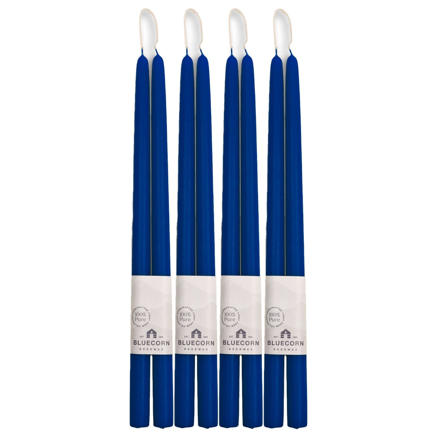 Set of blue 16-inch blue beeswax taper candles 