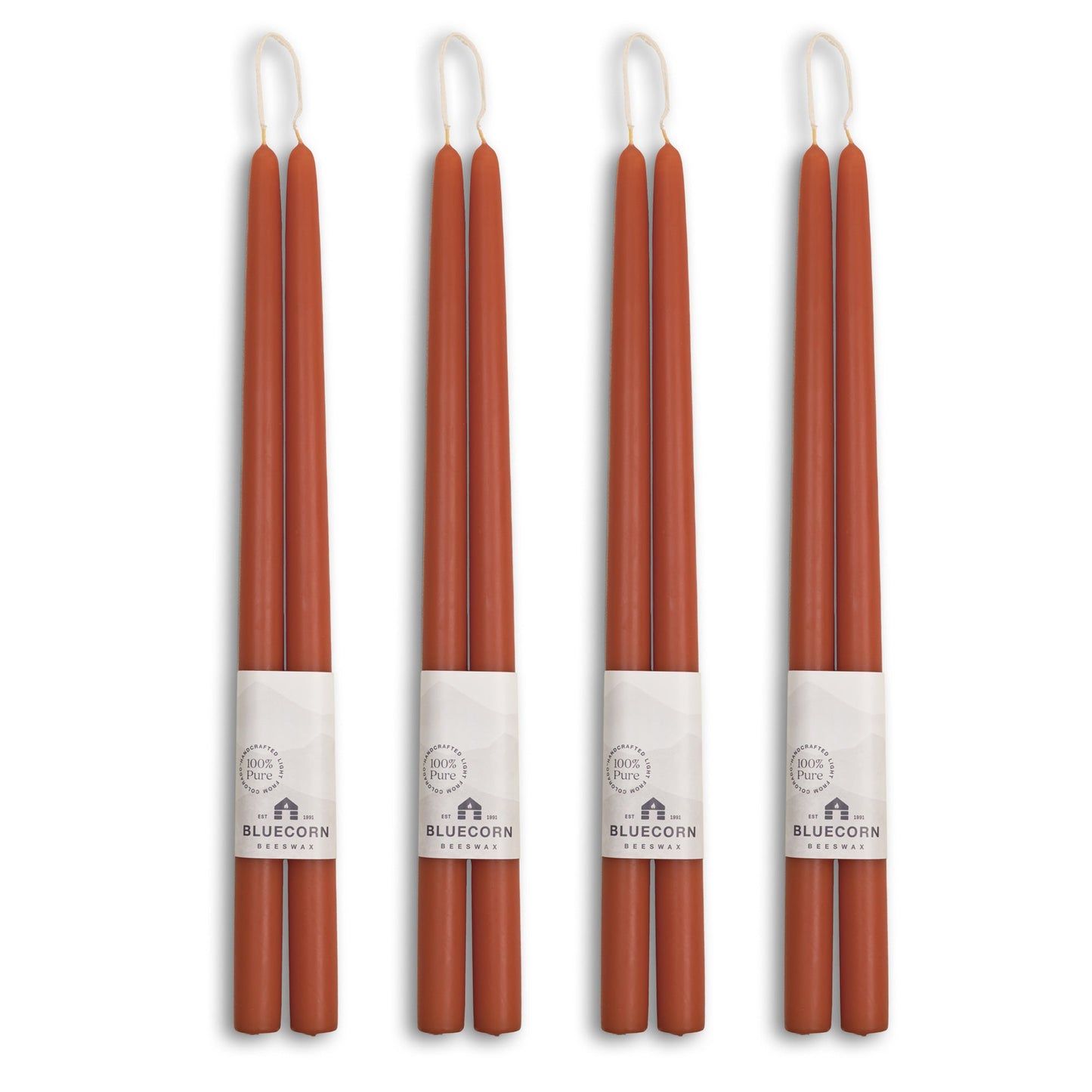 Hand-Dipped Beeswax Taper Candles – Bulk 4-Pair Bundle by Bluecorn Candles