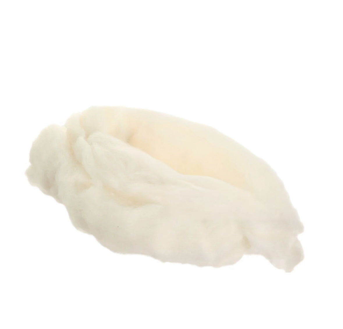 Corriedale core wool batting on white background – natural stuffing