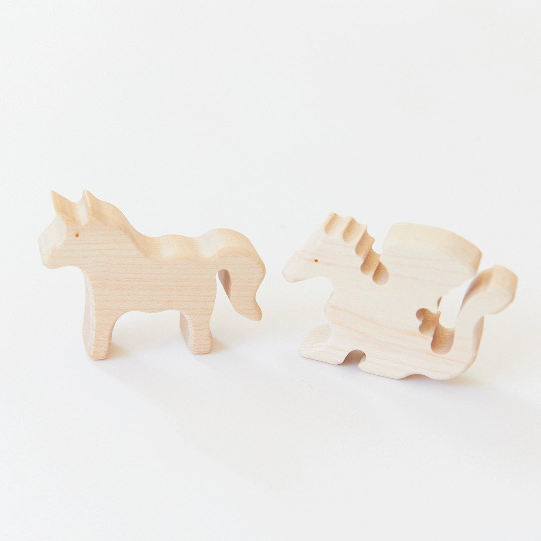 Sarah’s Silks Wooden Unicorns – Natural Wooden Toys for Imaginative Play