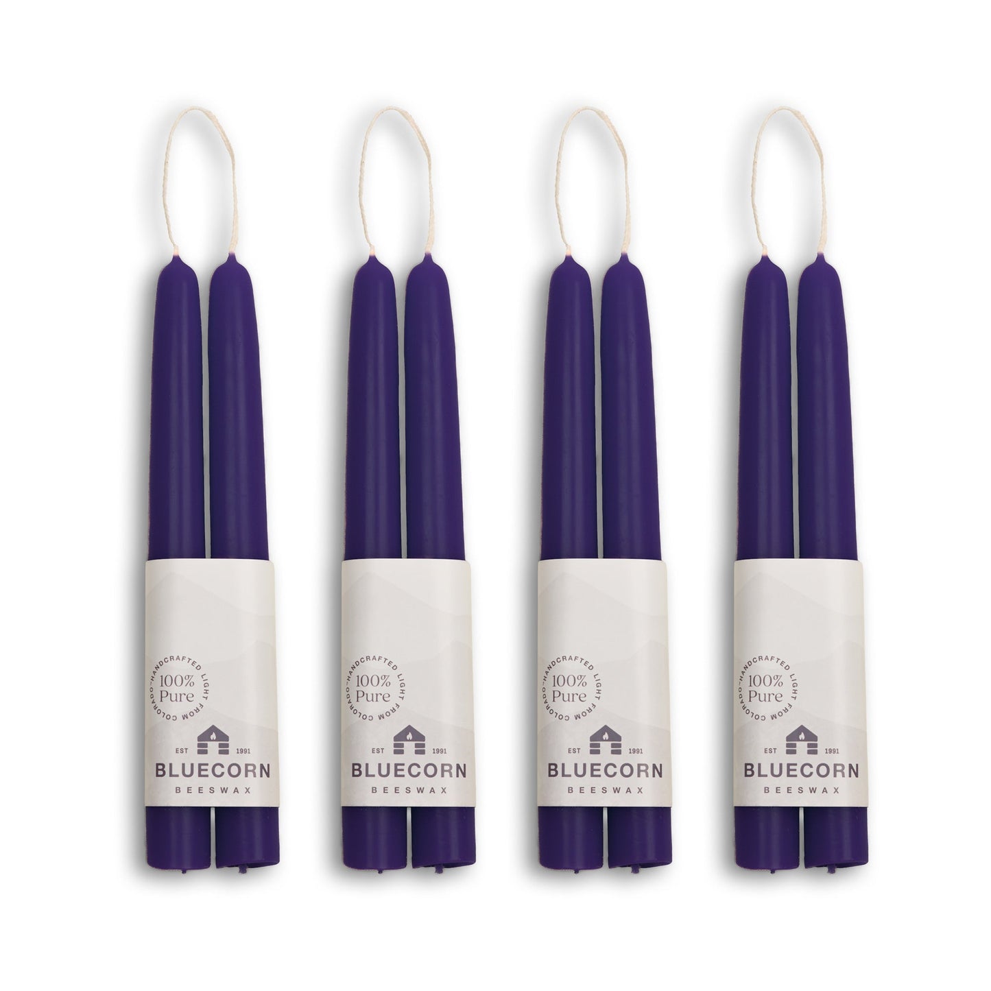 8-inch eggplant purple beeswax taper candle set