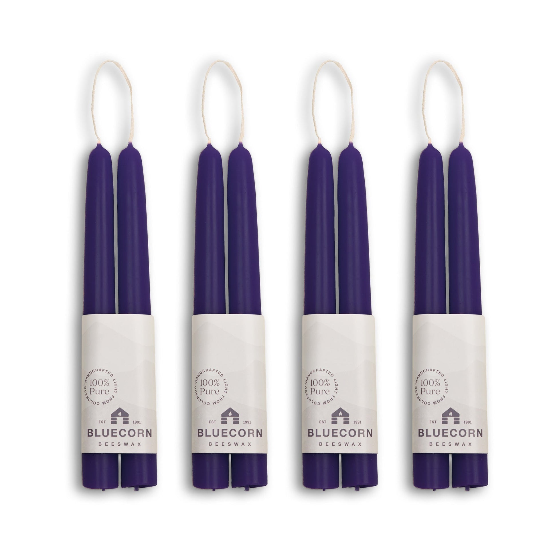 8-inch eggplant purple beeswax taper candle set
