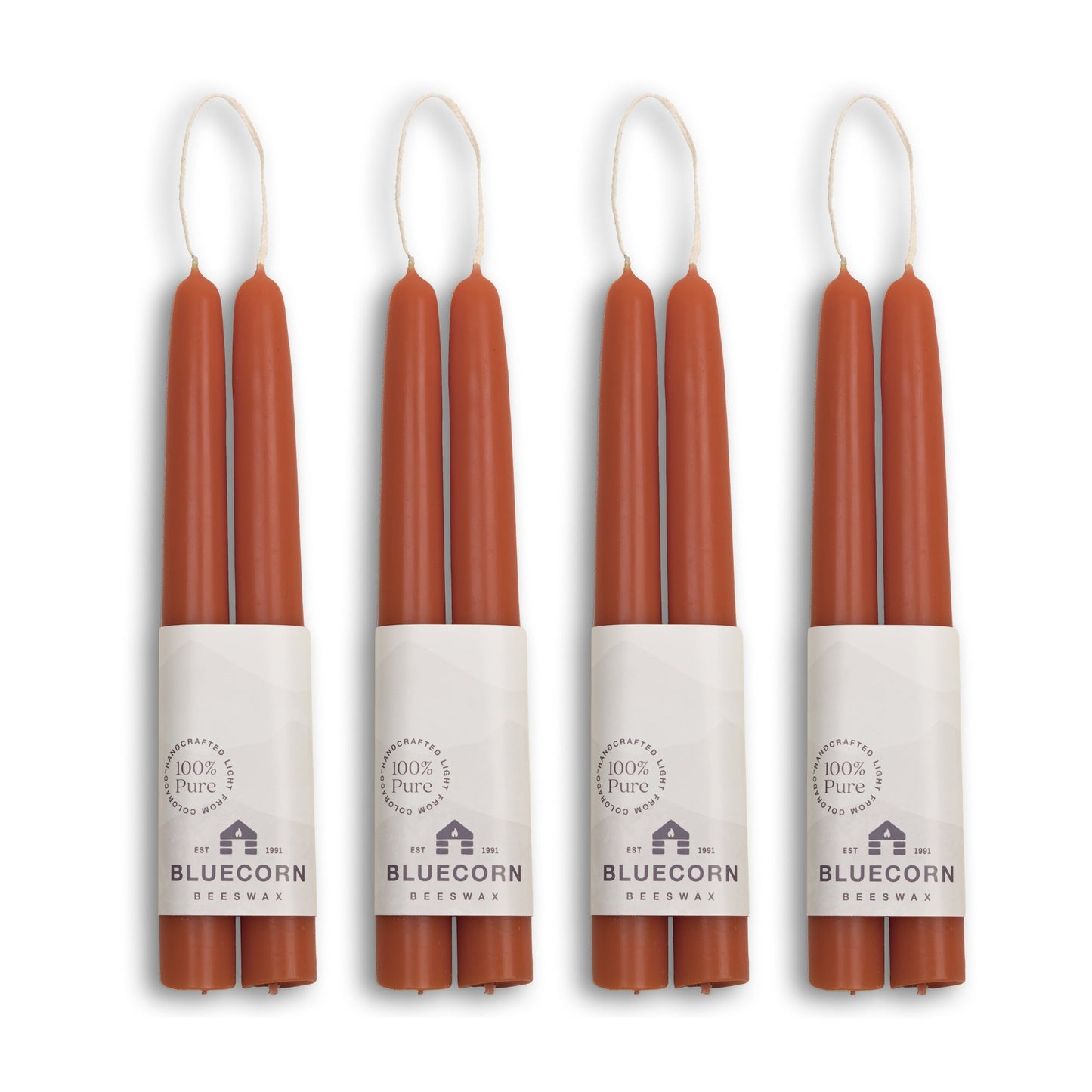 Hand-Dipped Beeswax Taper Candles – Bulk 4-Pair Bundle by Bluecorn Candles