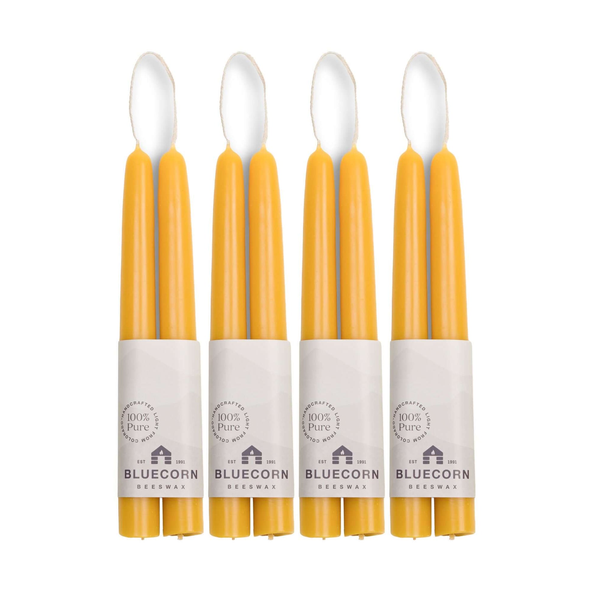 Set of 8-inch tall beeswax taper candles