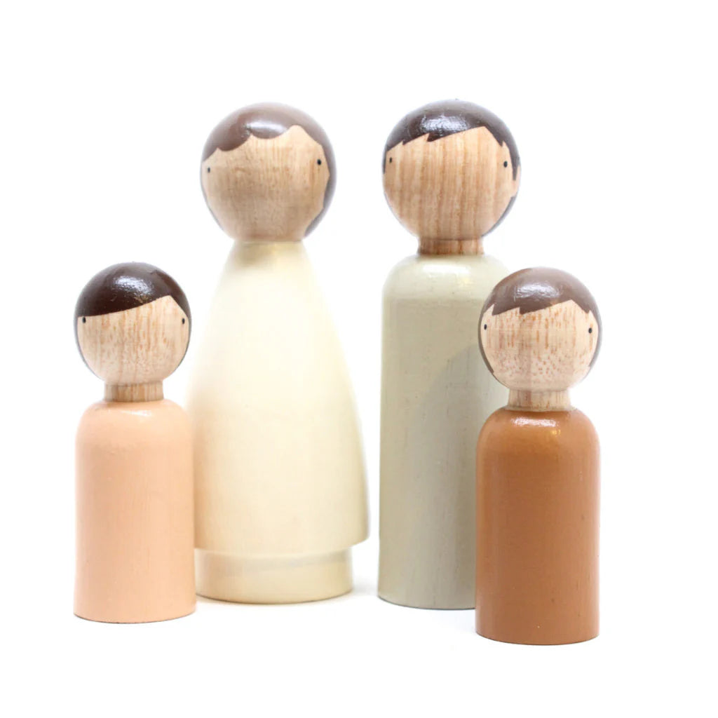 The Organic Family Wooden Peg Doll Set by Goose Grease