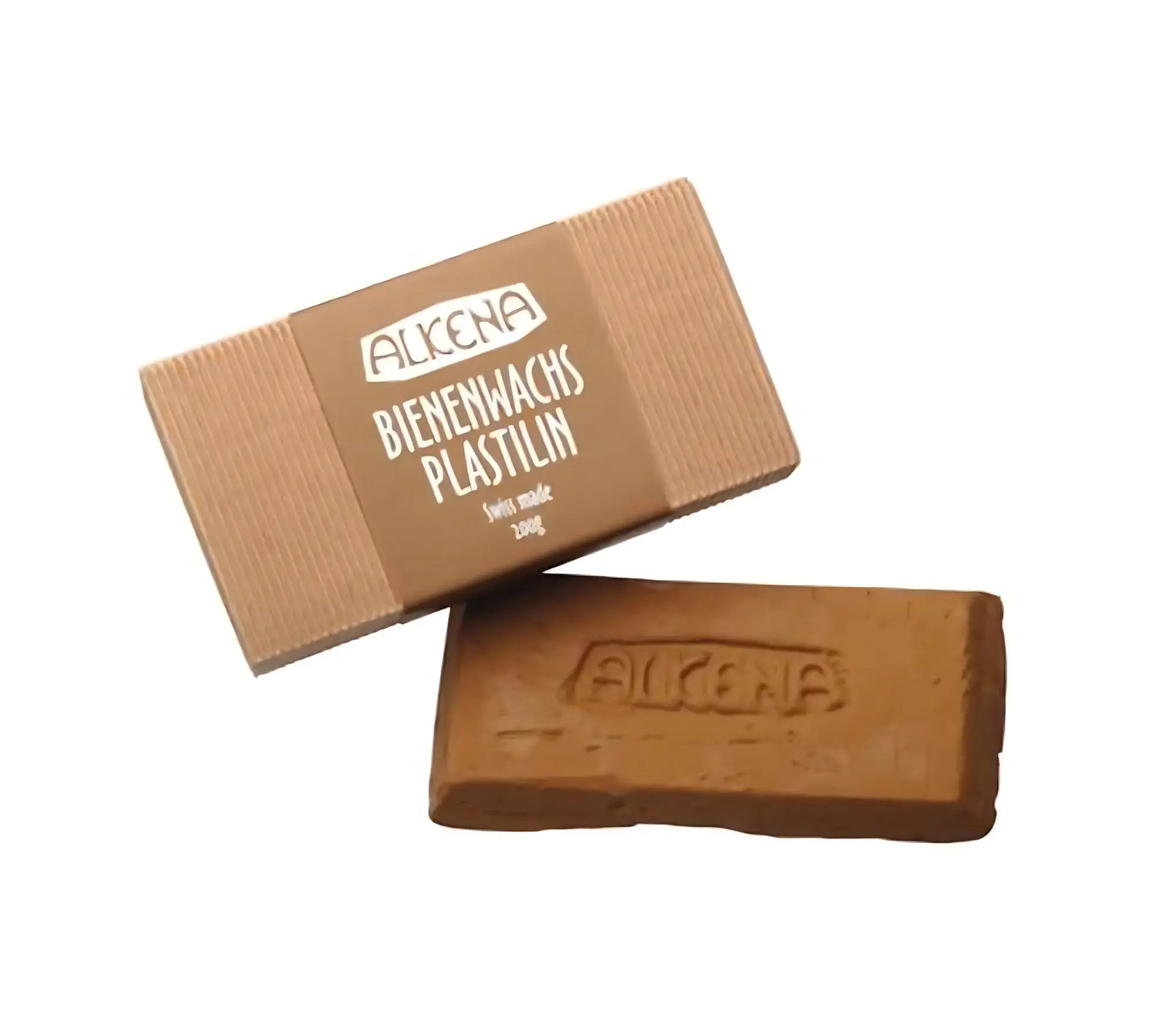Brown Alkena beeswax clay with packaging on a white background