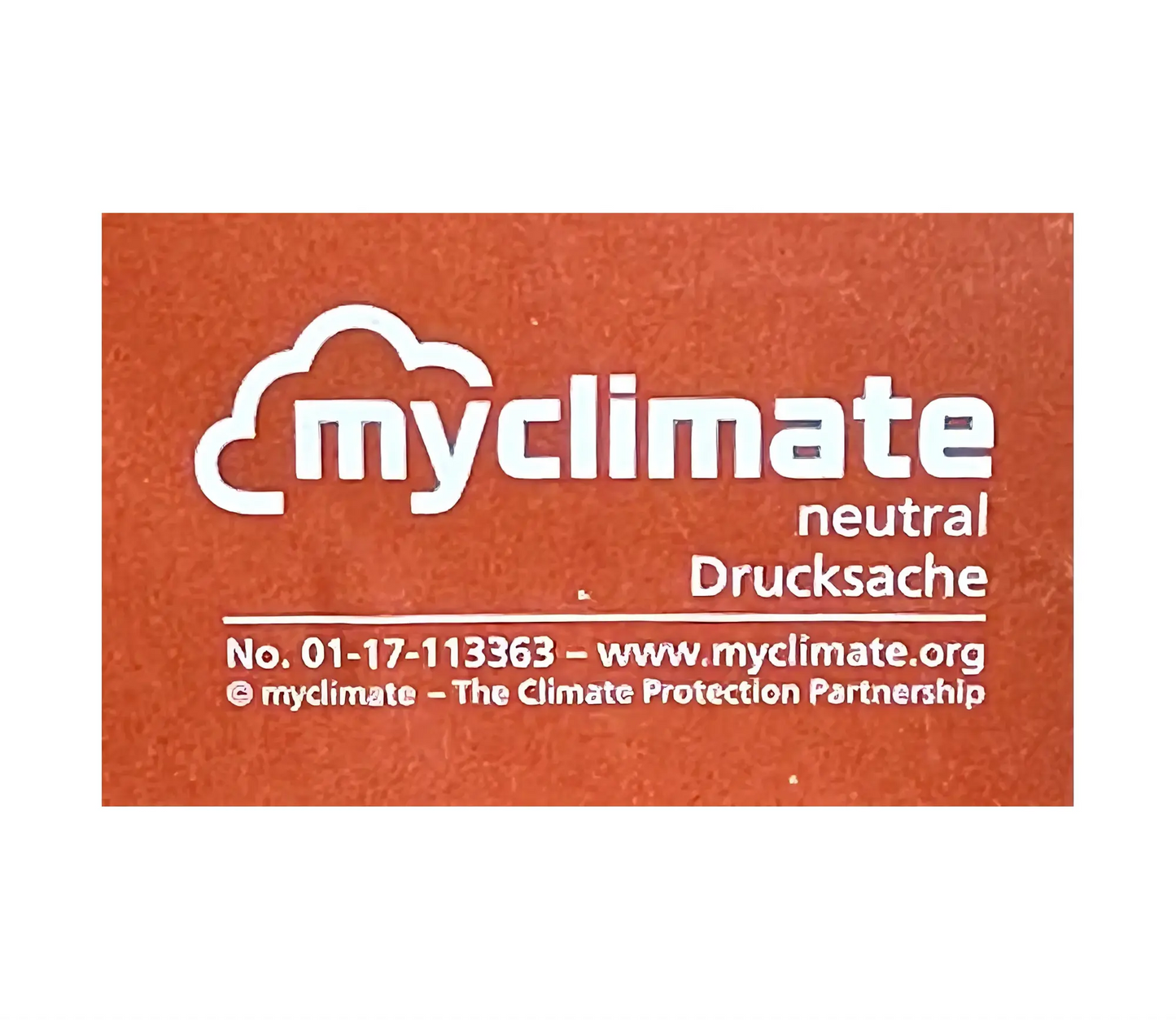 Myclimate logo on a red background with text