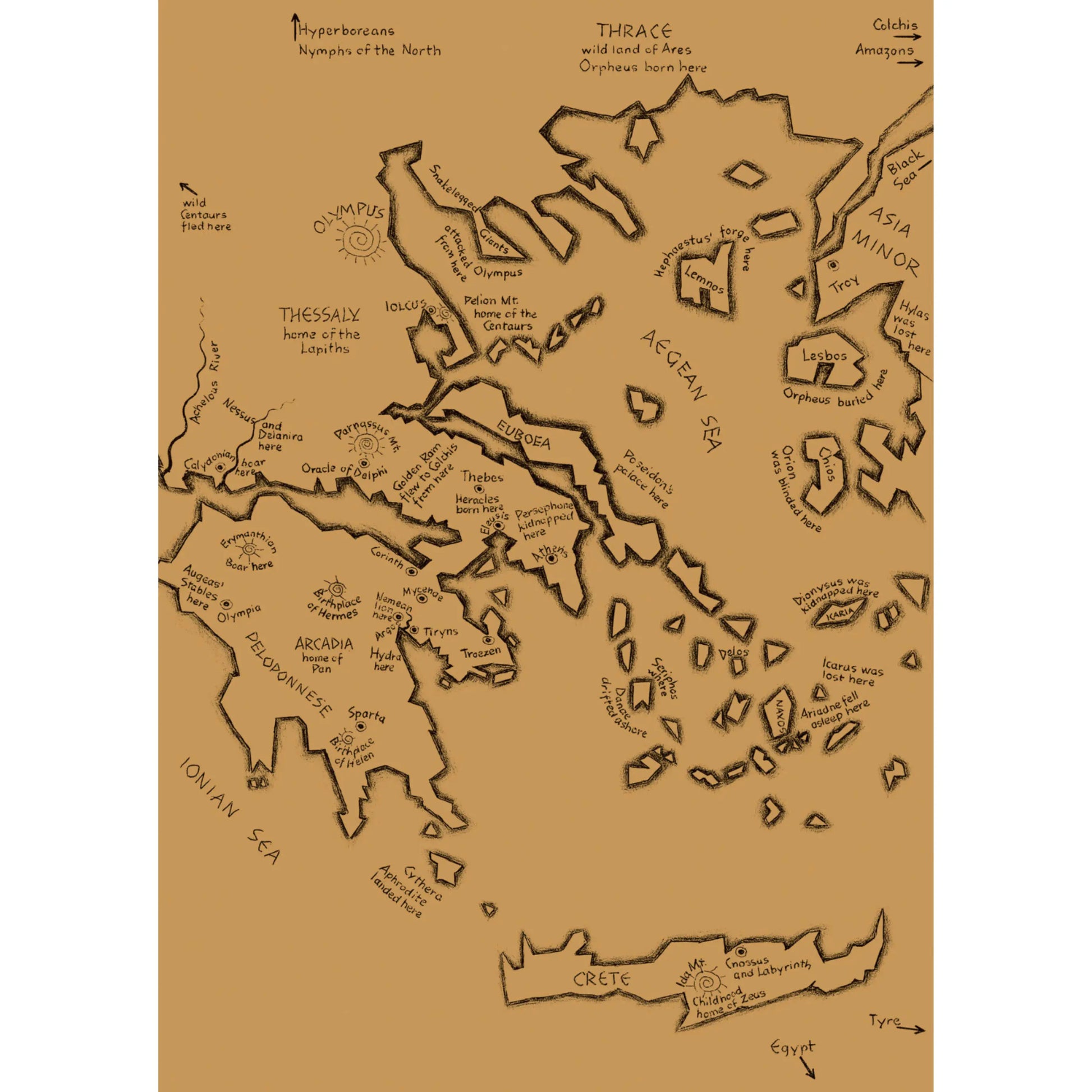 Map of ancient Greece from D'Aulaires