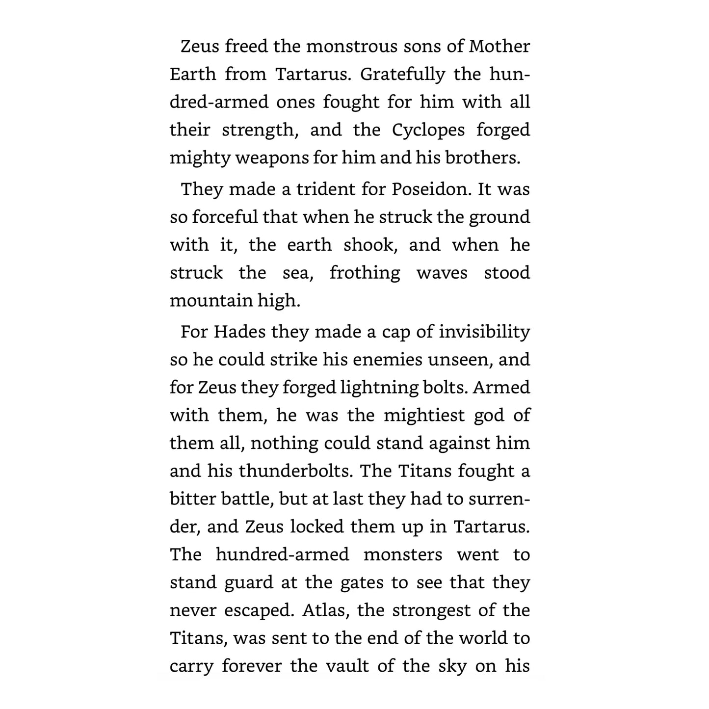  A Greek mythological story about Zeus and his divine powers.