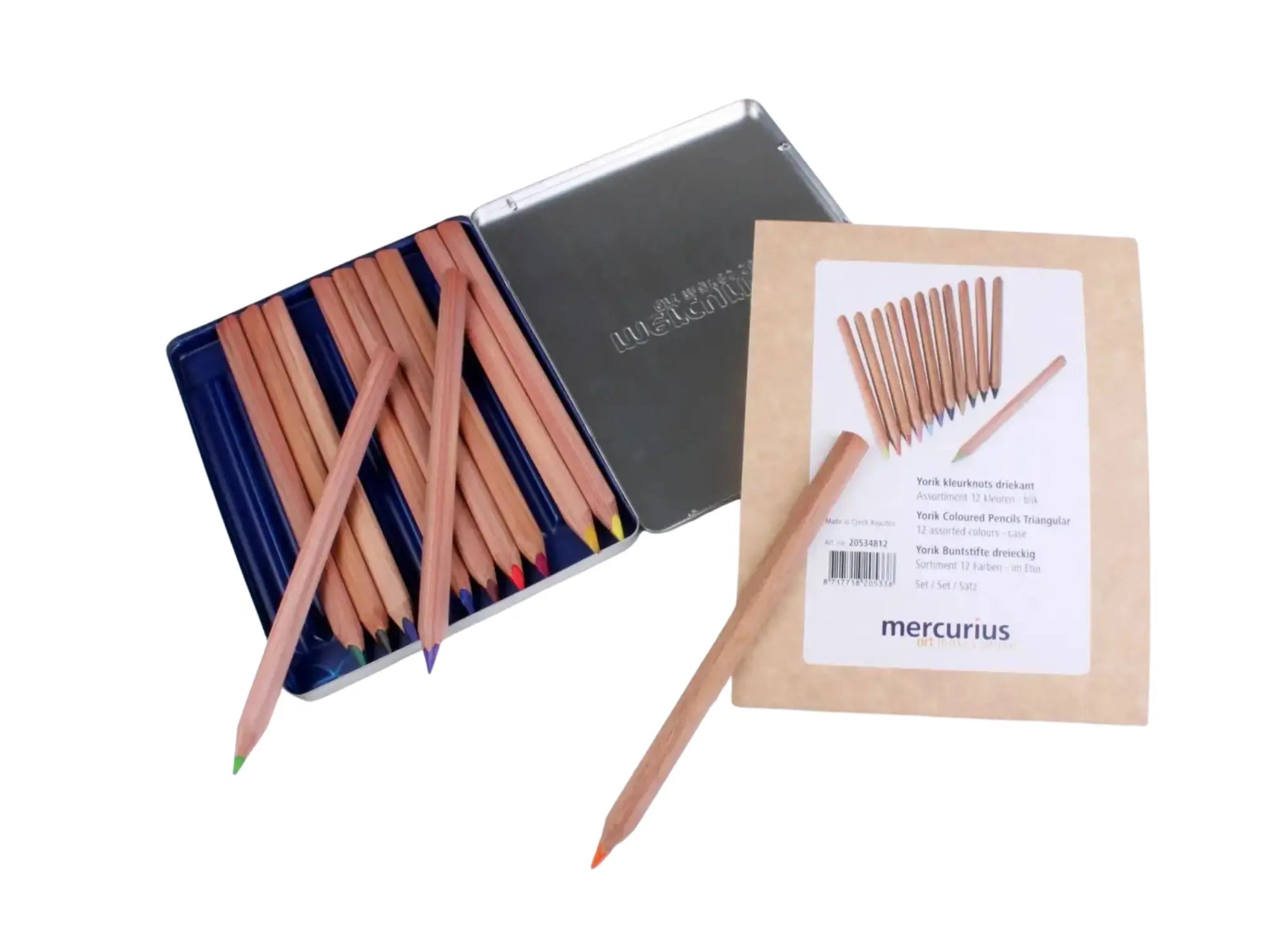 Set of Yorik pencils with packaging on a white background