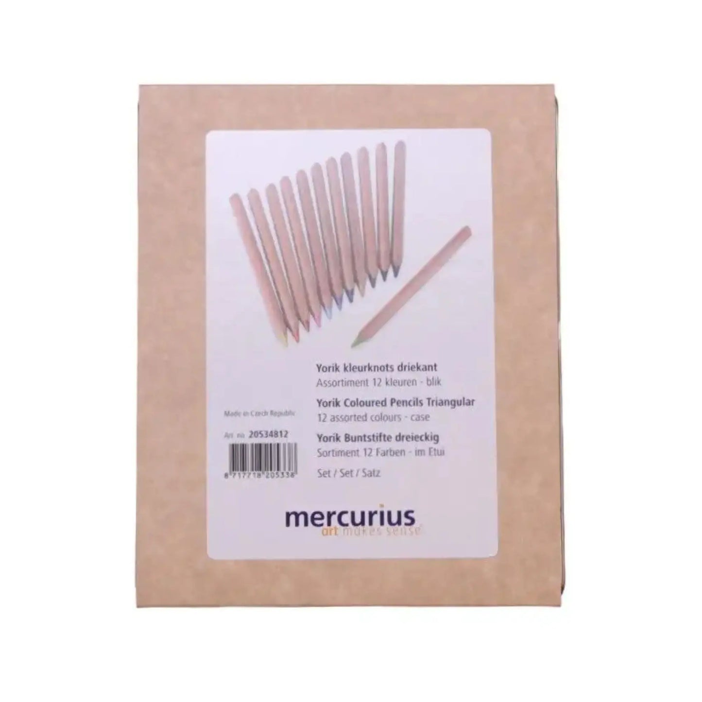 Pack of Yorik colored pencils in a metal tin with a cardboard sleeve on a white background