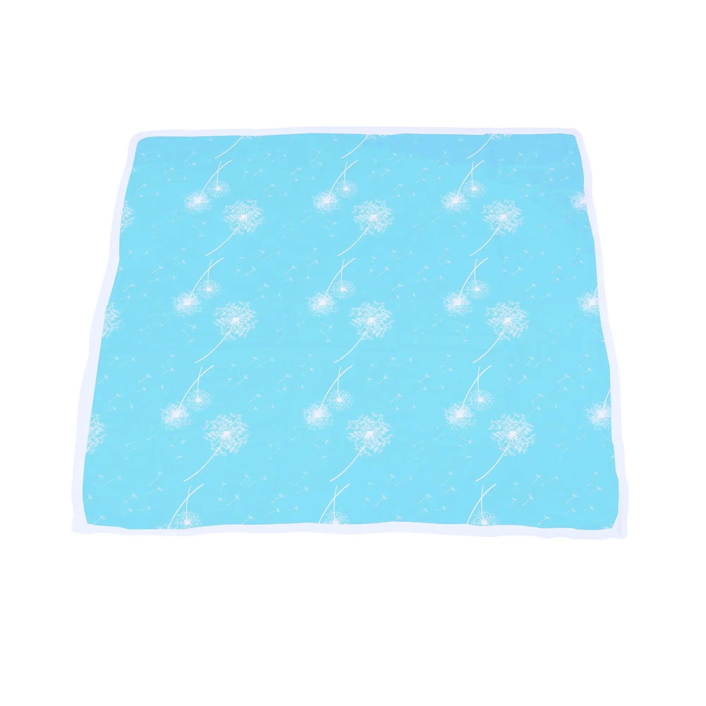 Aqua Dandelion & Puppy Bamboo Muslin Blanket Quilt | Alder & Alouette