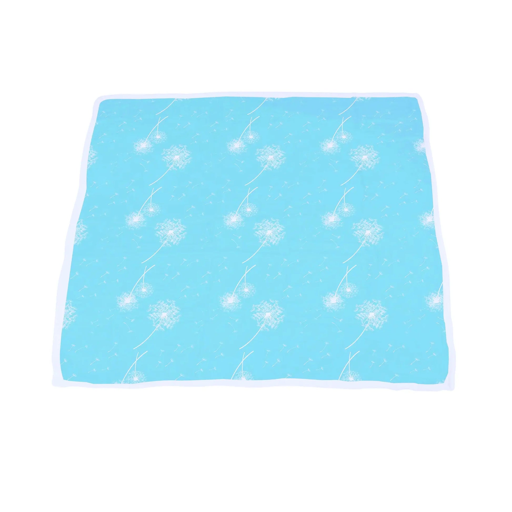 Aqua Dandelion & Puppy Bamboo Muslin Blanket Quilt | Alder & Alouette