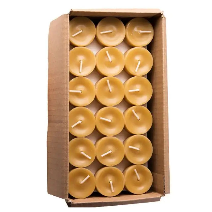Bulk Dipam Replacement Beeswax Tealight Candles in Cardboard Box
