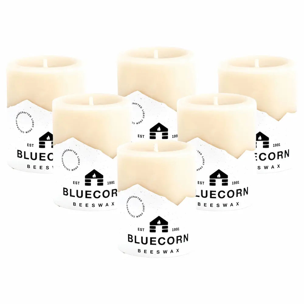 Multiple blocks of Bluecorn Beeswax on a white background