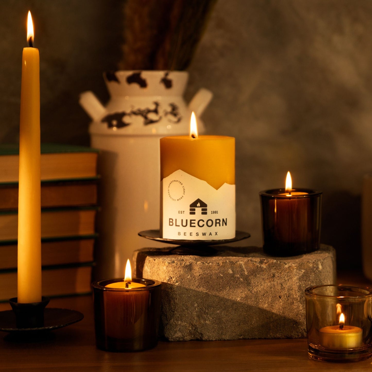 Hand-Dipped Beeswax Taper Candles – Bulk 4-Pair Bundle by Bluecorn Candles