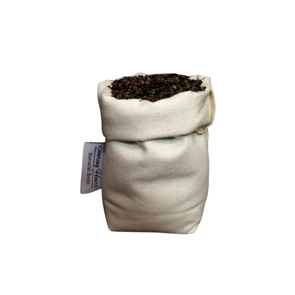 canvas bag filled with buckwheat natural stuffing material