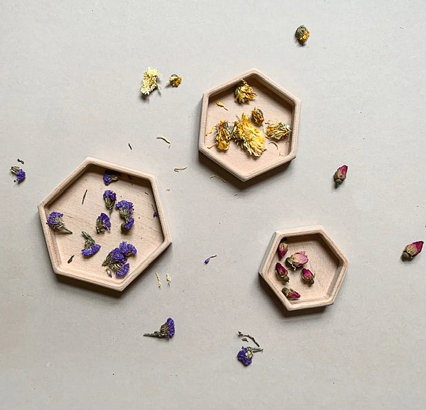 Natural Wooden Sorting Tray Set | Hexagon - Alder & Alouette