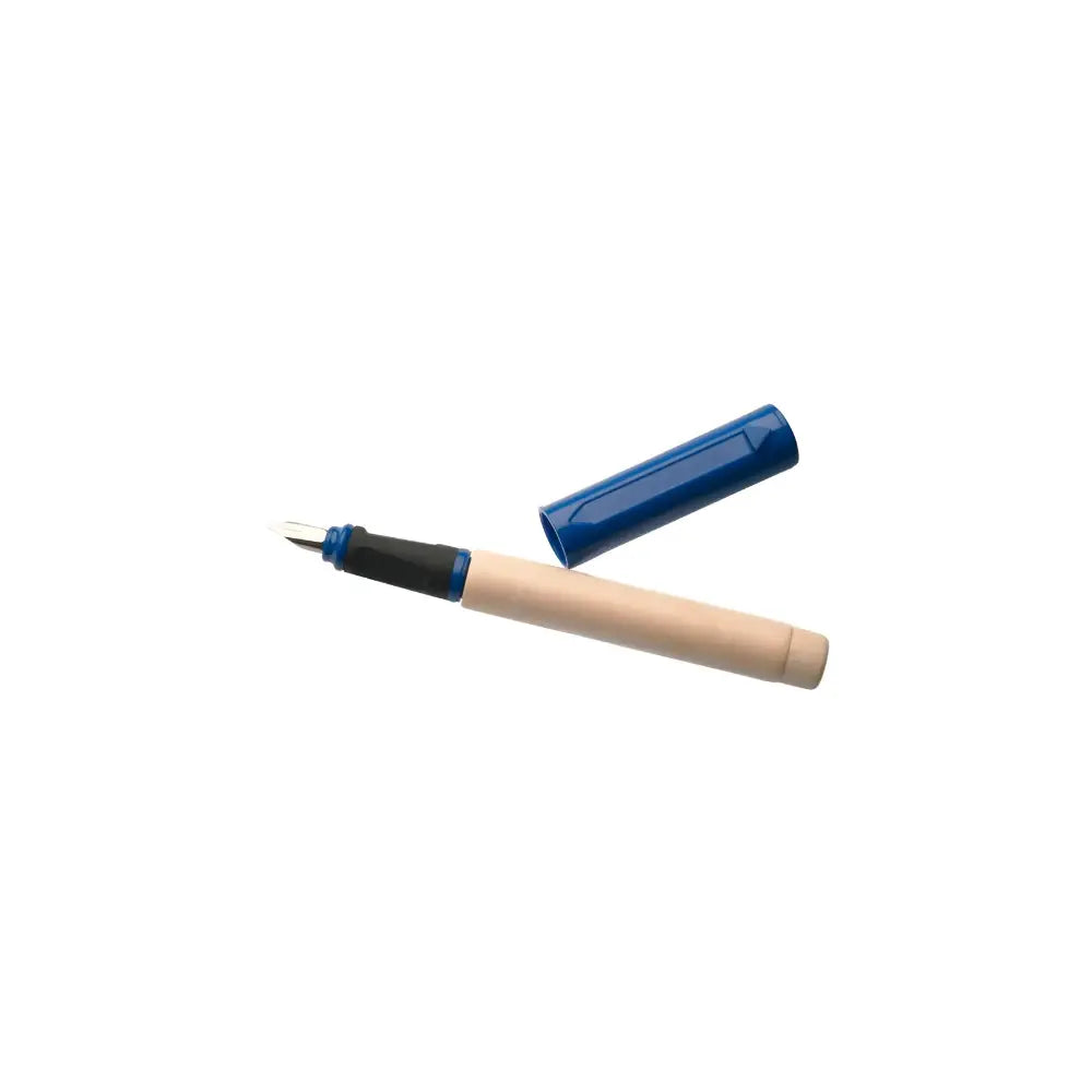 blue and black wooden calligraphy pen on a white background