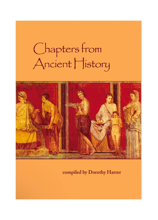 Book cover of 'Chapters from Ancient History' with classical illustrations on an orange background