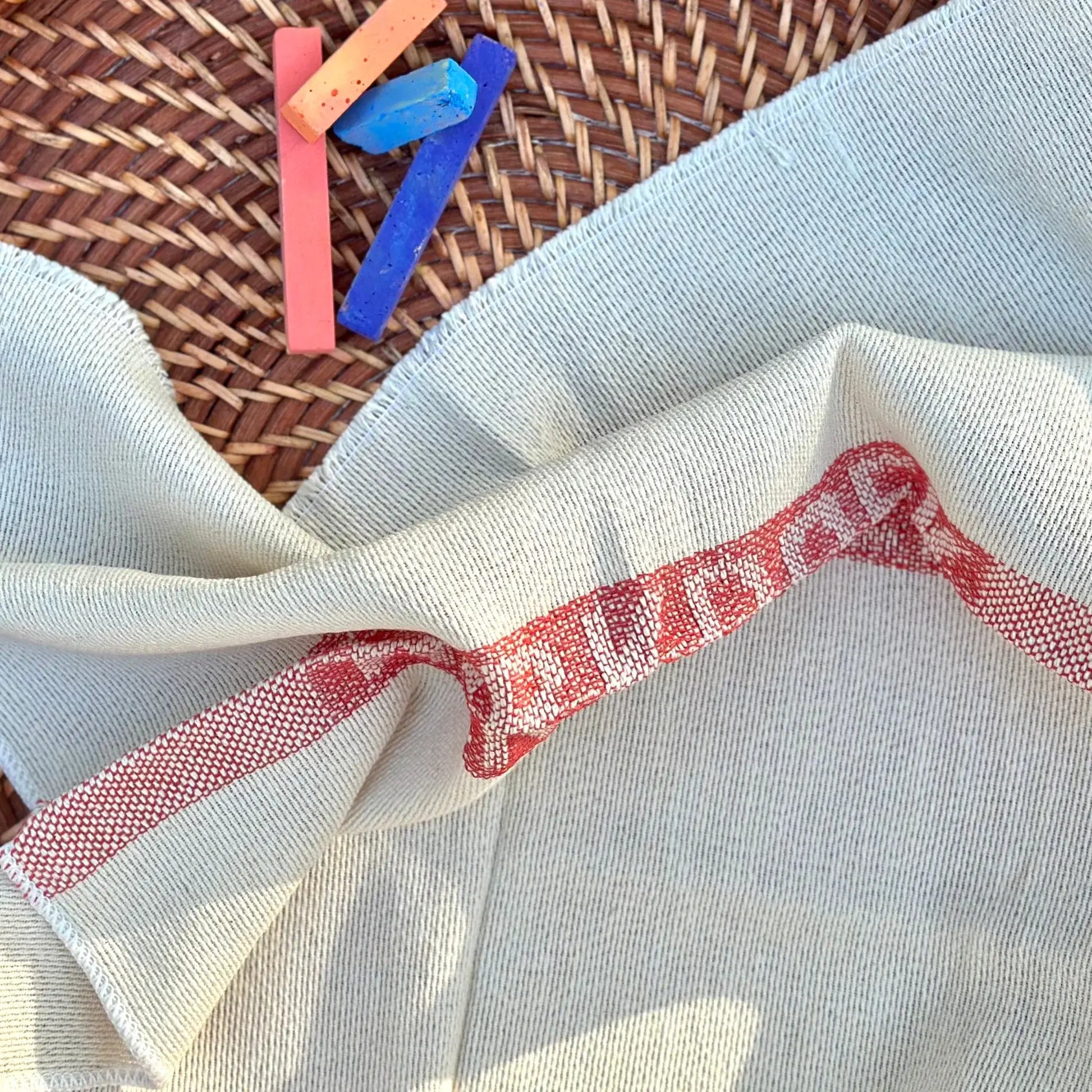 100% Cotton Textured Blackboard Eraser Cloth for Blackboards on basket with colorful chalk sticks