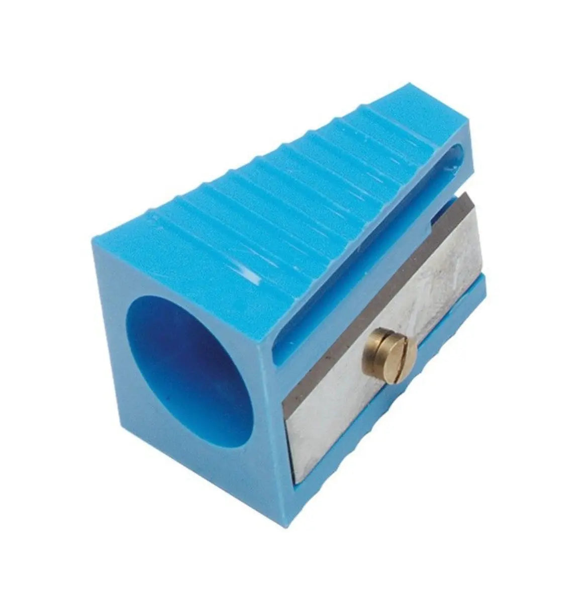Blue pencil sharpener on a white background