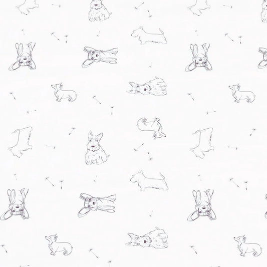 Aqua Dandelion & Puppy Bamboo Muslin Blanket Quilt | Alder & Alouette