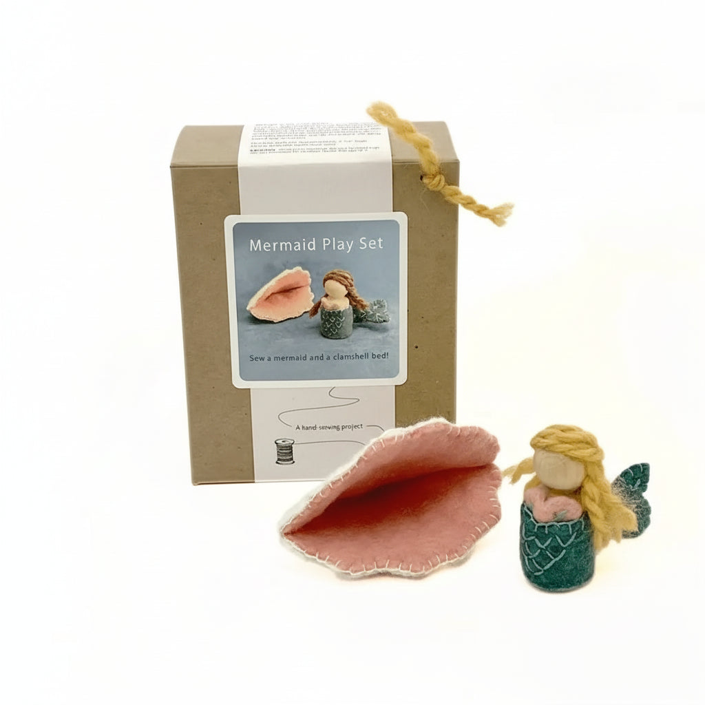 Mermaid play set with packaging on a white background
