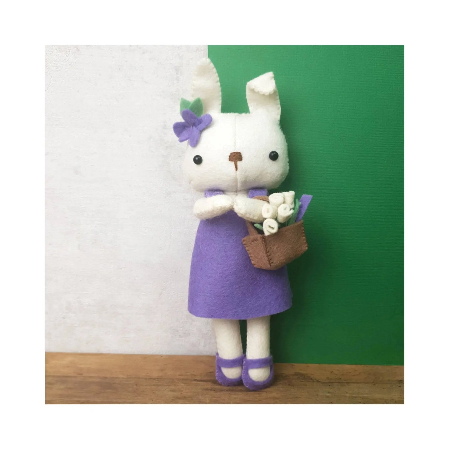 Felt Bunny Doll in purple dress DIY kit