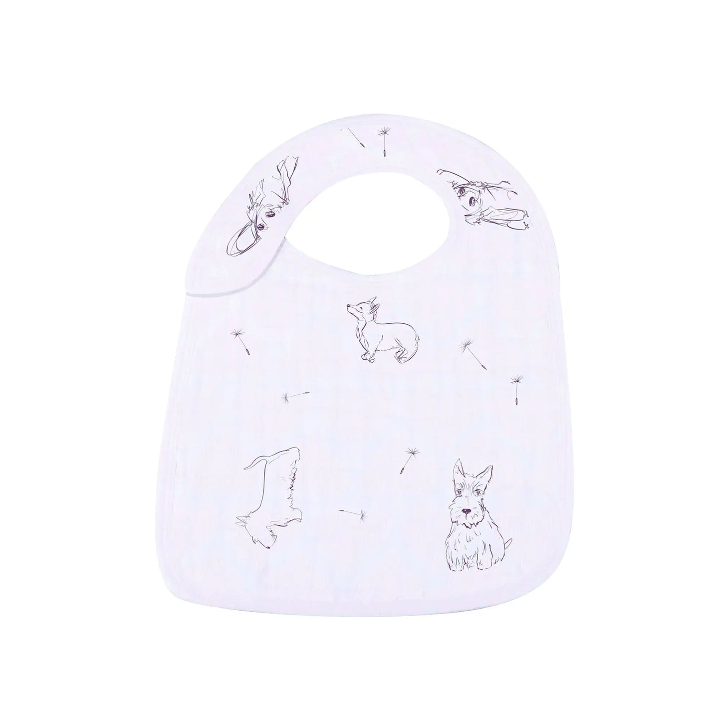 Kitten, Puppy & Dandelion Bamboo Snap Bib Set | Alder & Alouette