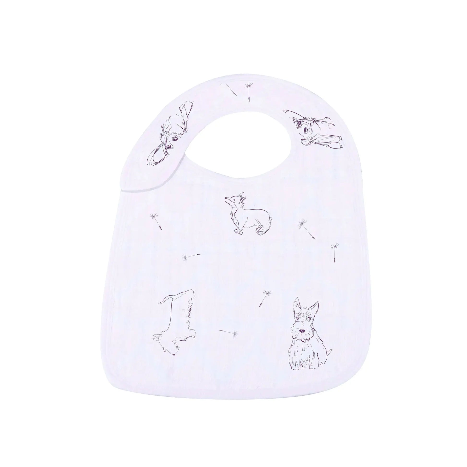 Kitten, Puppy & Dandelion Bamboo Snap Bib Set | Alder & Alouette