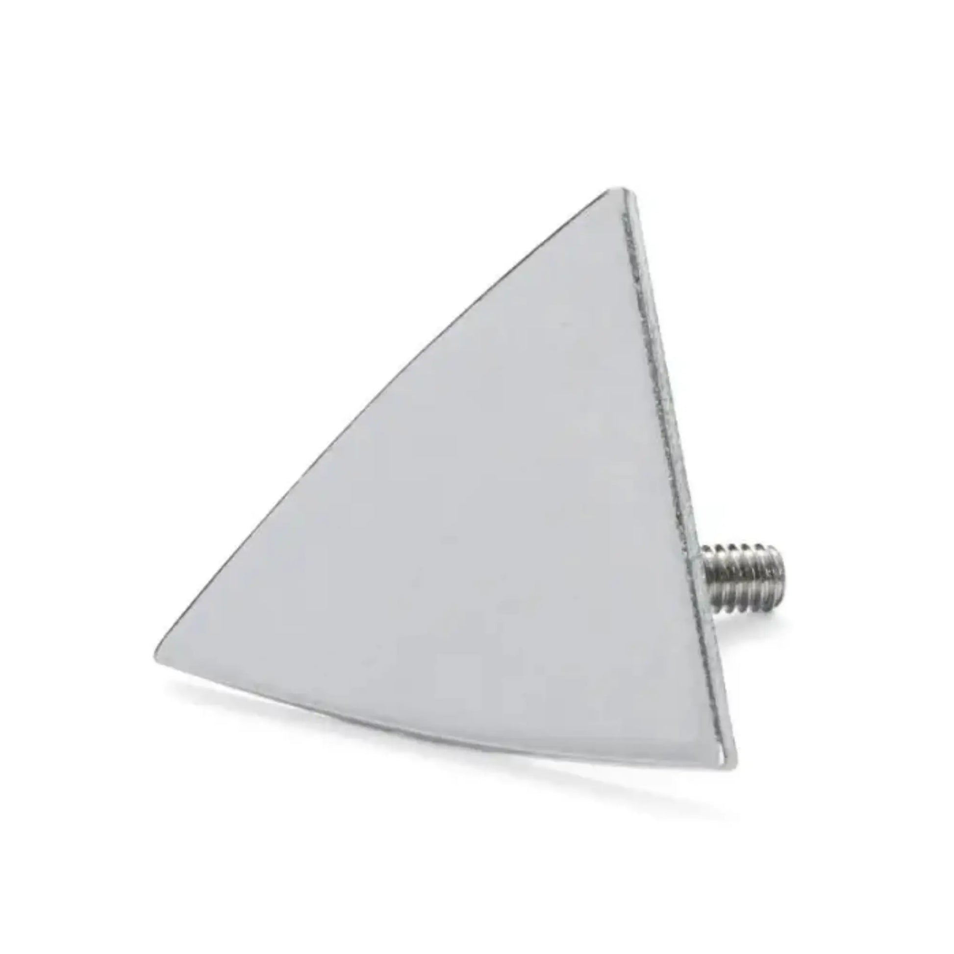 Metallic triangular object with a screw on a white background called Mini Iron Tip for Stylus Pro