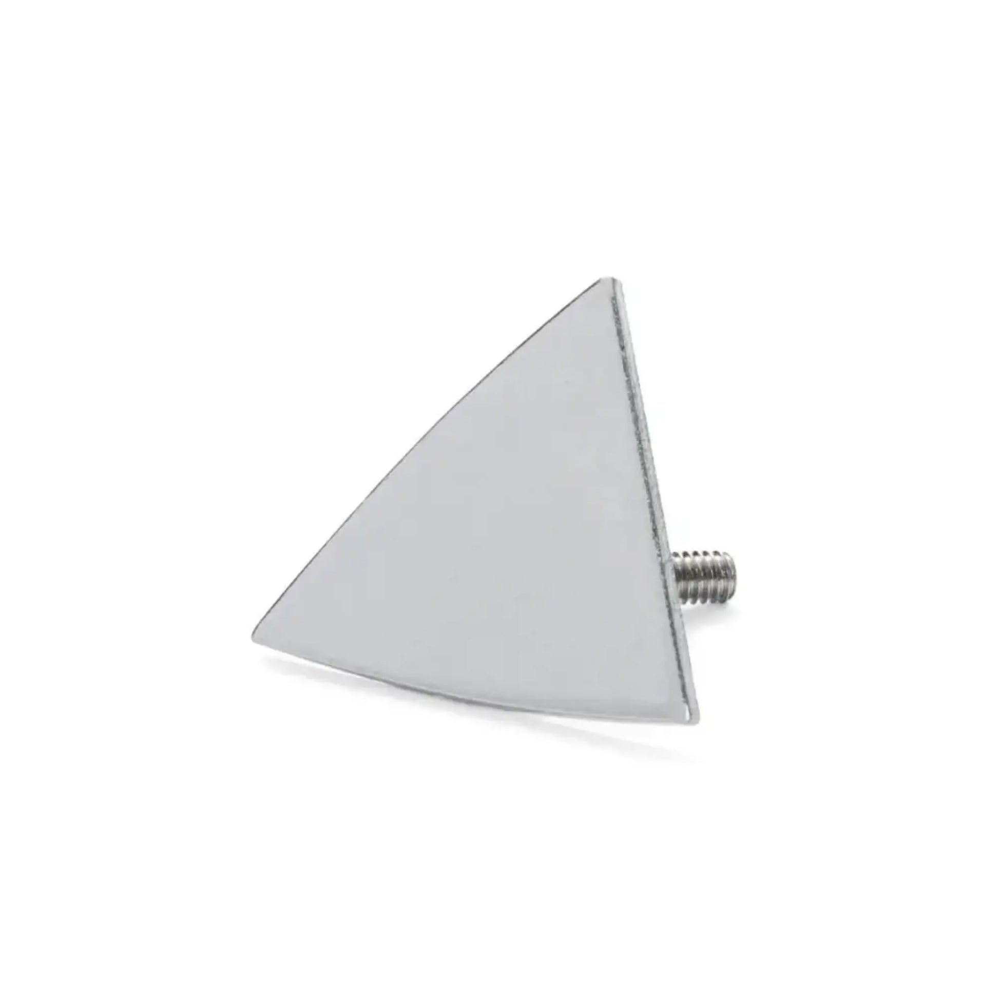 Metallic triangular object with a screw on a white background called Mini Iron Tip for Encaustic Art