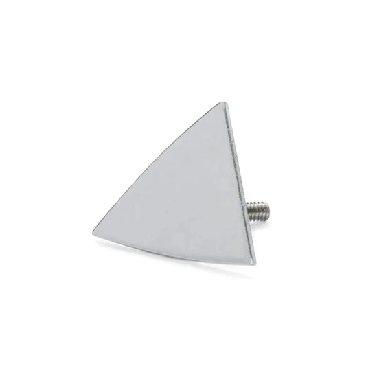 Metallic triangular object with a screw on a white background called Mini Iron Tip for Encaustic Art