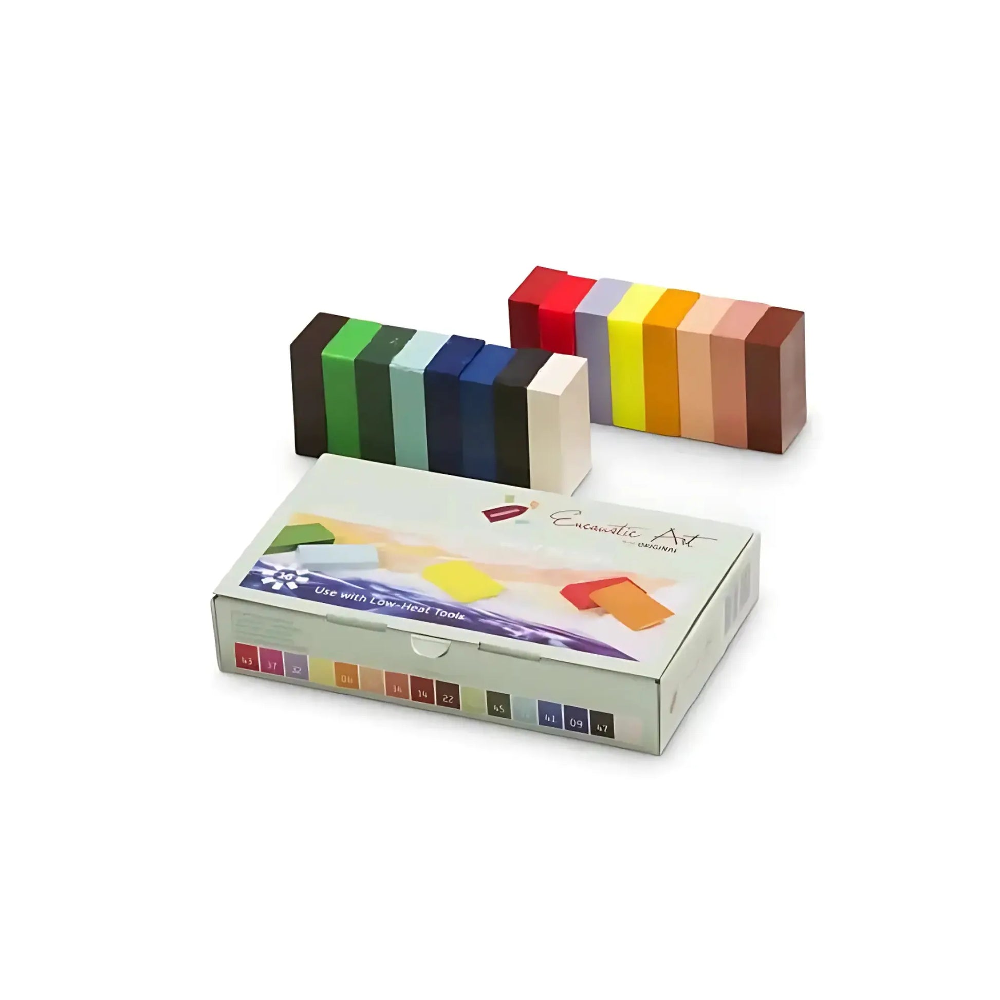 Encaustic Art Wax Block Set in the Enhanced Color Scheme with box on white background