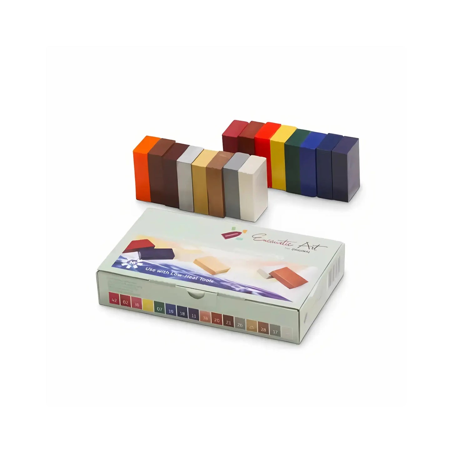 Encaustic Art Wax Block Set in the Enrichment Color Scheme with box on white background