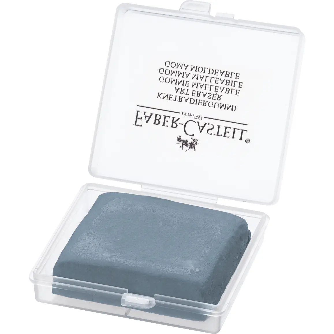 Kneadable Eraser Charcoal, Pastels Faber Castell in a plastic case with lid open