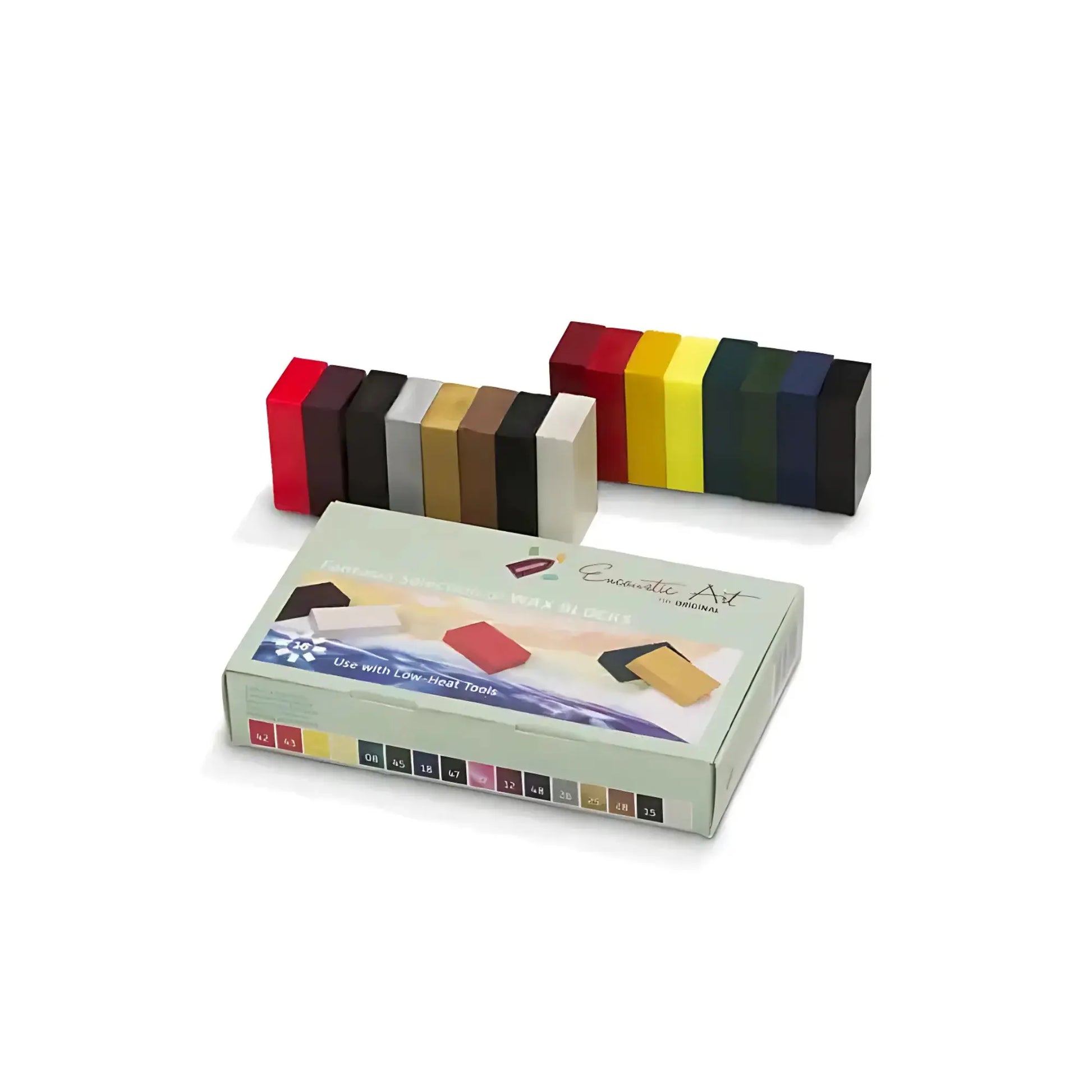 Encaustic Art Wax Block Set in the Fantasia Color Scheme with box on white background