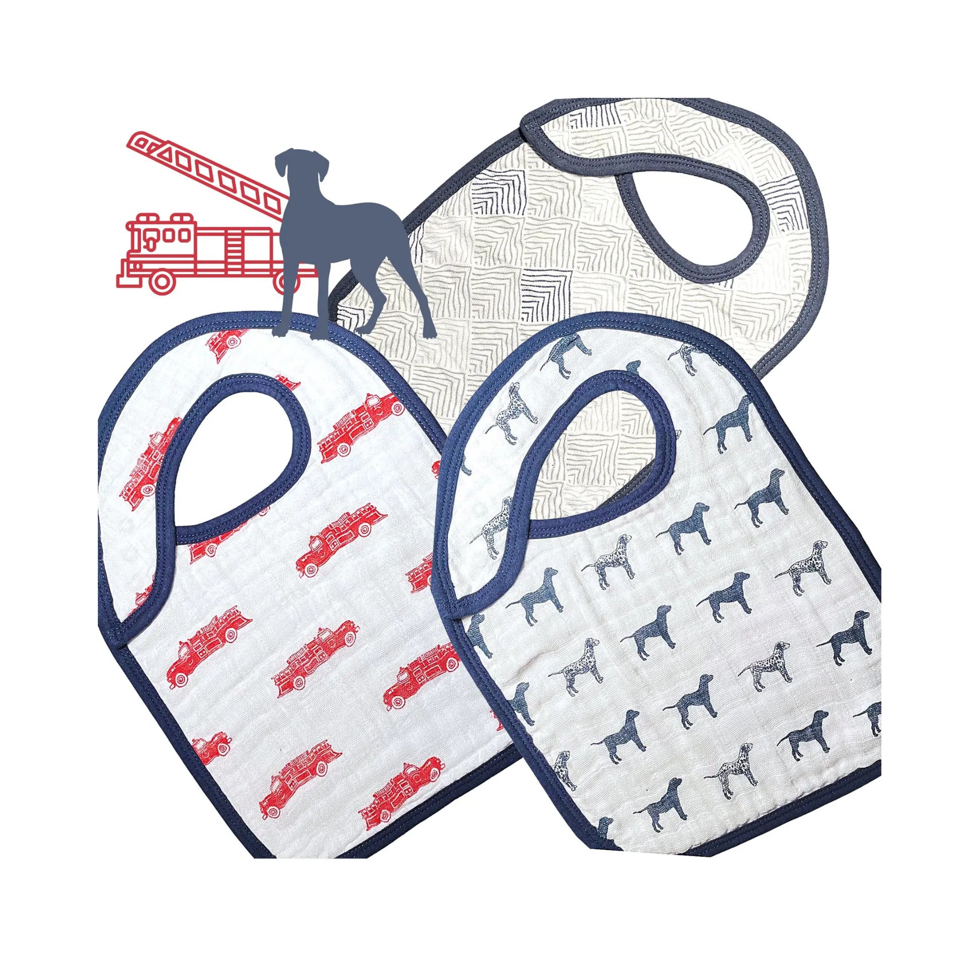 Firetruck Dalmatian Bamboo Bib Set – Soft Baby Bibs | Alder & Alouette