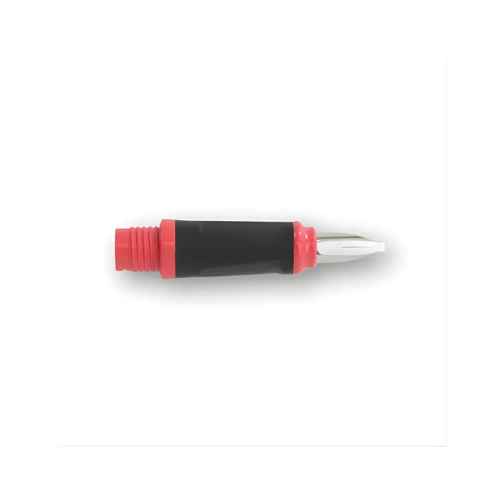 A large 1.9mm calligraphy nib in red-pink and black on a white background