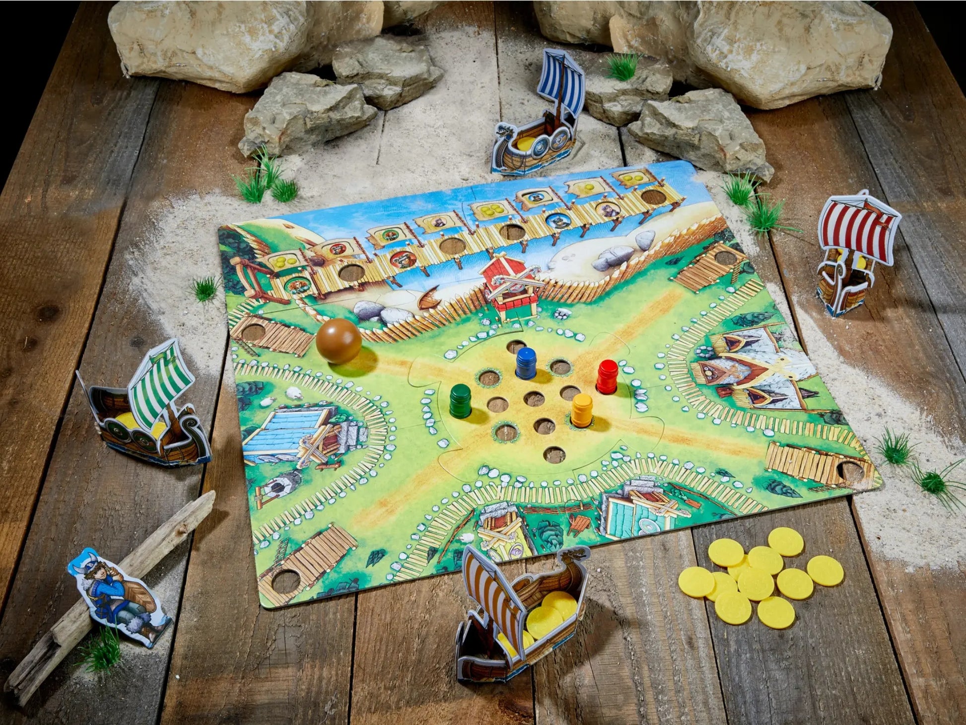 HABA Kids Board game with colorful pieces on a wooden surface