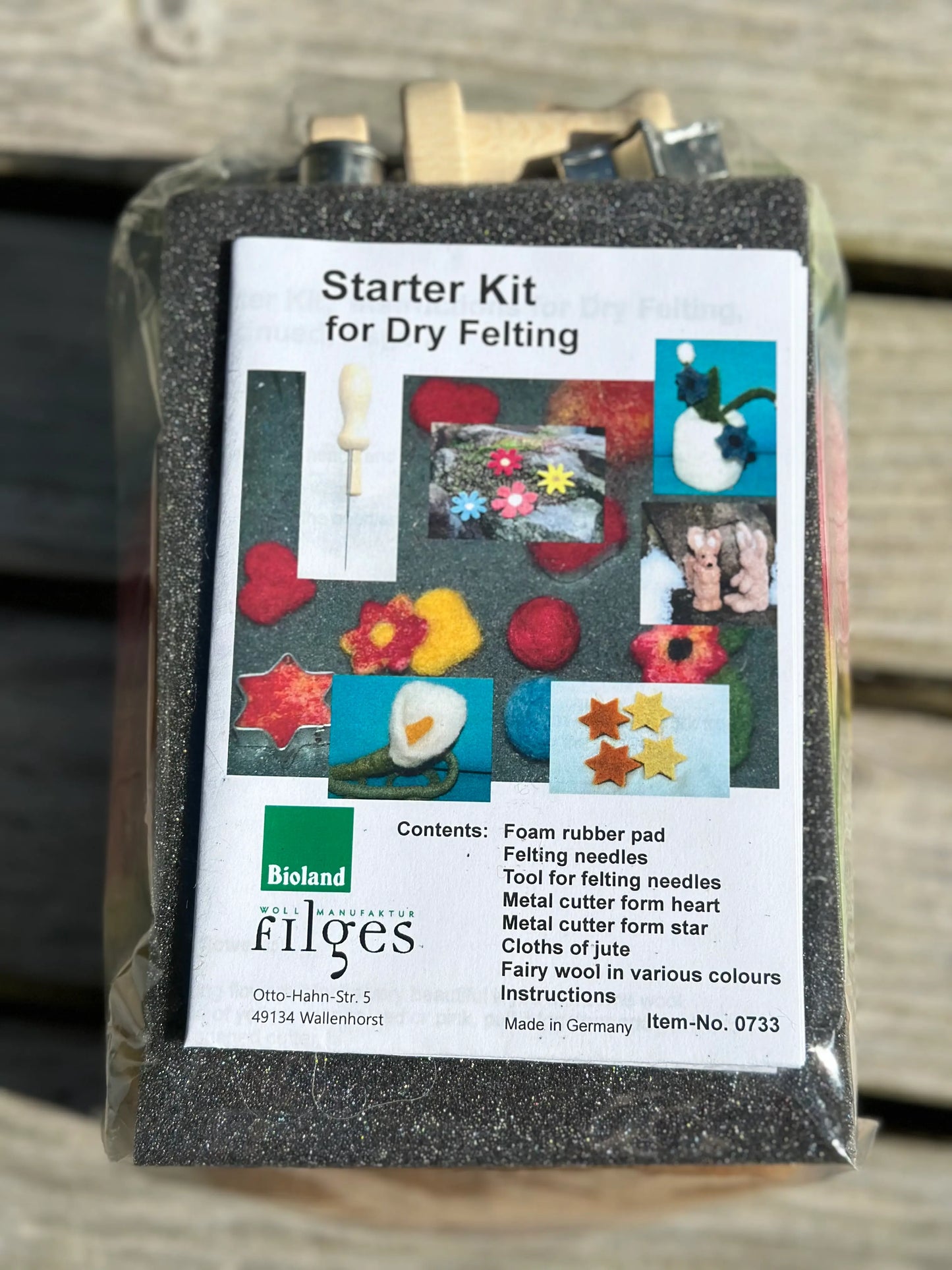 Filges Needle Felting Kit, Starter Kit Organic Wool 