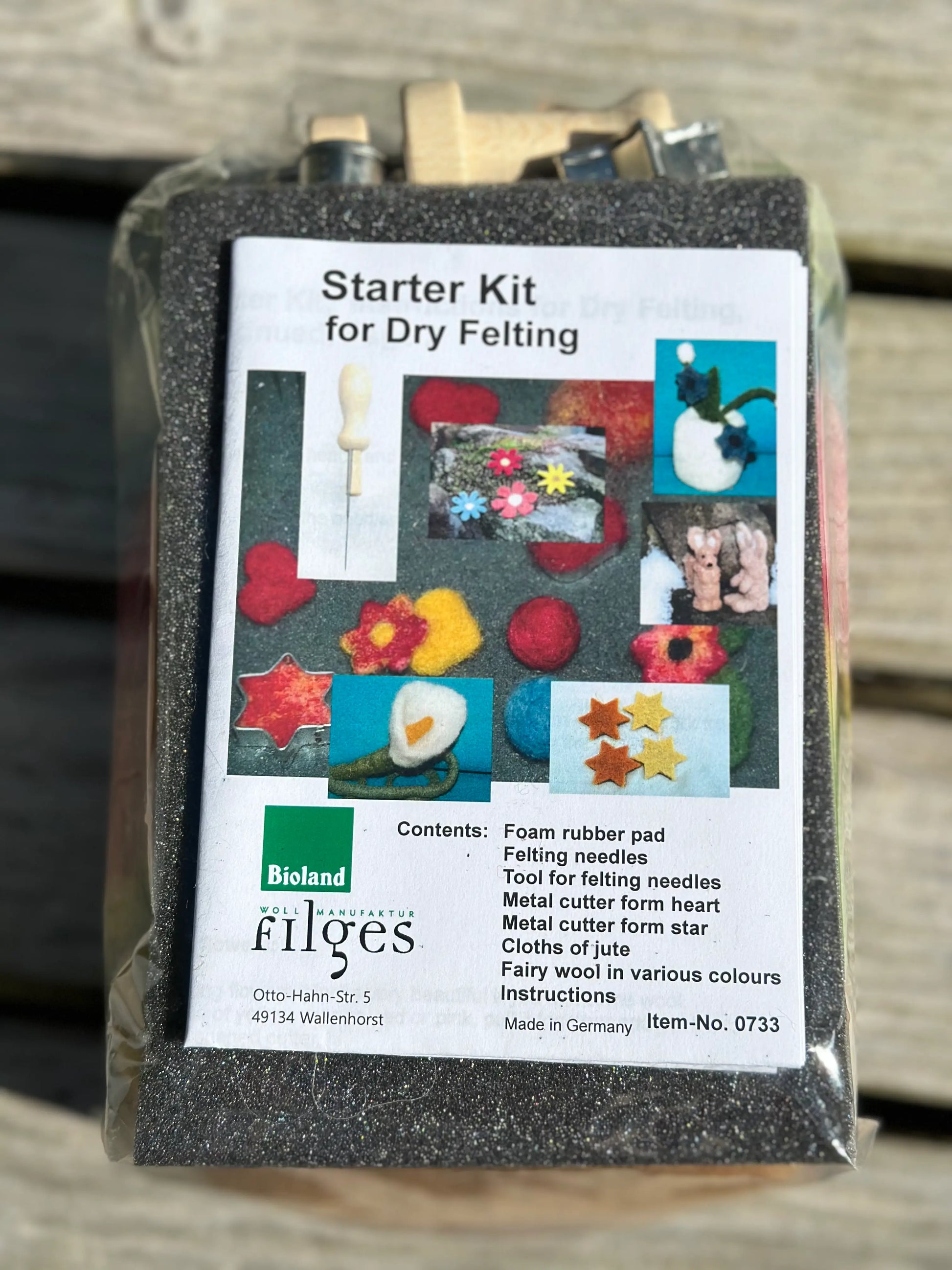 Filges Needle Felting Kit, Starter Kit Organic Wool 
