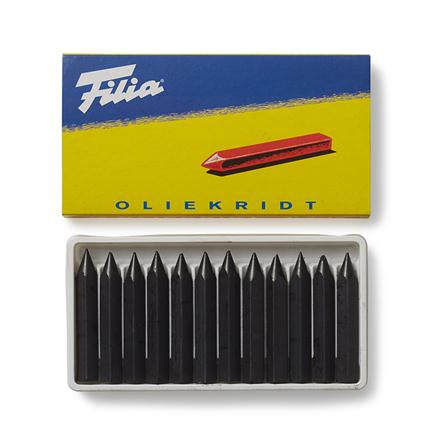 Filia Hard Oil Crayons, 12 Black - Alder & Alouette
