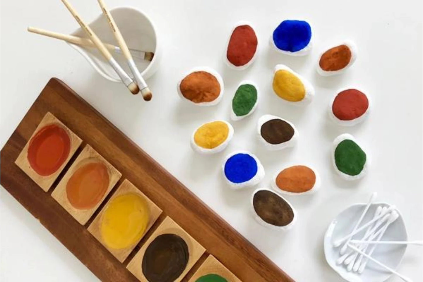 Wooden Egg Painting Kit with 6 Eggs + Paint + Brush