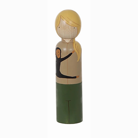 Jane Goodall Wooden Collectible Doll by Goose Grease
