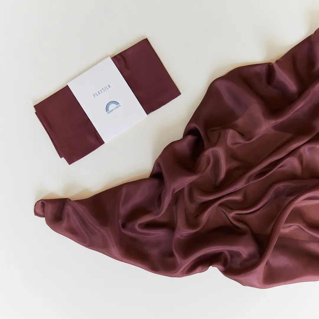 Sarah's Silks Playsilk in Brown on White Background