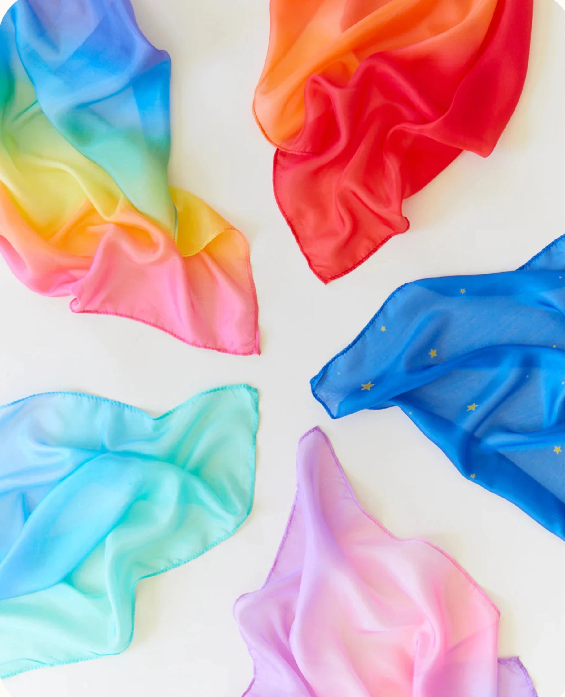 Sarah’s Silks - Enchanted Playsilk Fire, Blossom, Rainbow, Sea