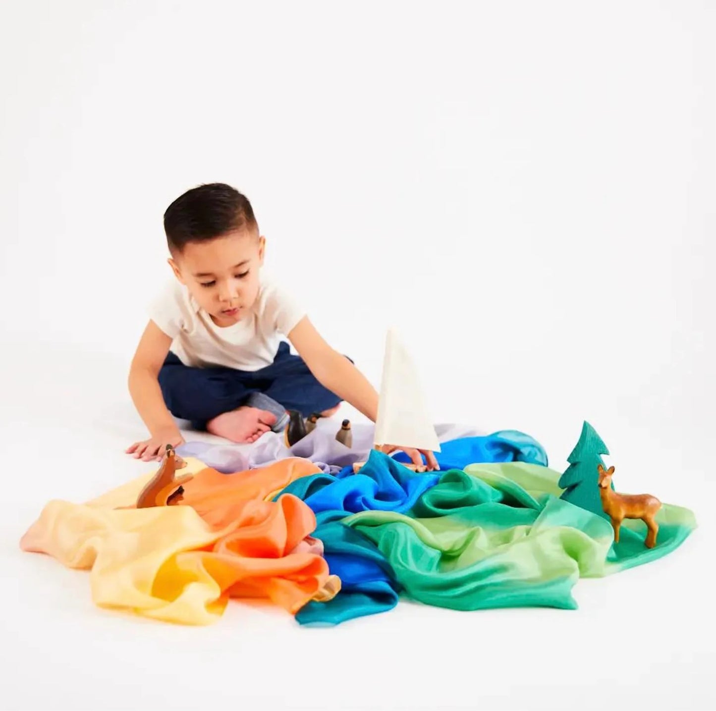 Sarah’s Silks - Earth Playsilks in Ocean - 35”x35” - Alder & Alouette